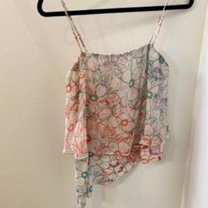 100% silk spagetti strap floral shirt